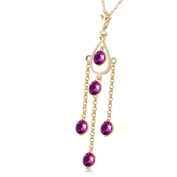 14K. SOLID GOLD NECKLACE WITH NATURAL AMETHYST - Picture 2 of 7